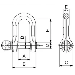 Manille droite inox - schéma