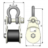 Poulie de retournement et de basculement pour sangle - dimensions