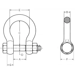 Manille de levage lyre boulonnée - schéma