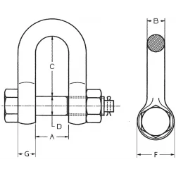 Manille de levage droite - schéma