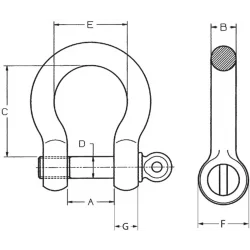 Manille de levage lyre HR axe vissé - schéma