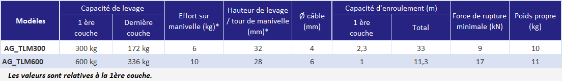 Treuil de levage manuel 300 à 600 Kg